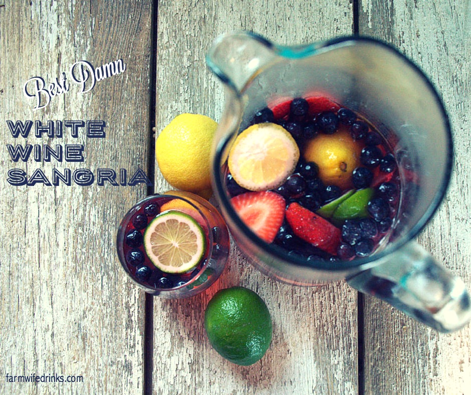 Best. Damn. Sangria. This is a white wine sangria uses spring time fruits and a sparkling white wine. 