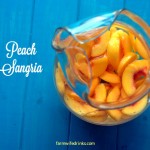 A bag of frozen peaches, a bottle of dry wine with a little vodka and peach schnapps and viola! The best peach sangria recipe. Ever.