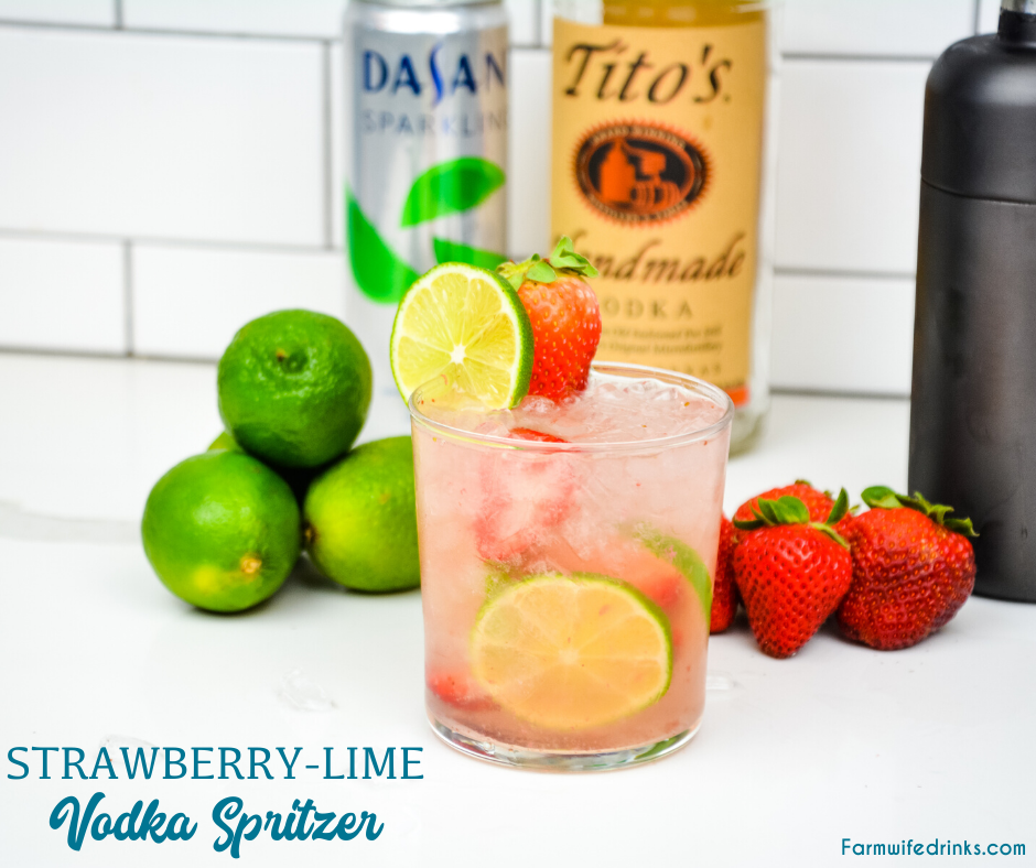Strawberry Lime Vodka Spritzer is a refreshing cocktail recipe made with fresh fruit, vodka, and soda water for a low-carb cocktail.