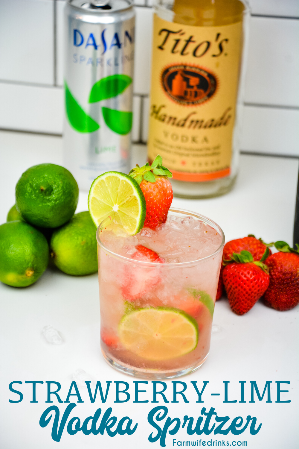 Strawberry Lime Vodka Spritzer is a refreshing cocktail recipe made with fresh fruit, vodka, and soda water for a low-carb cocktail.