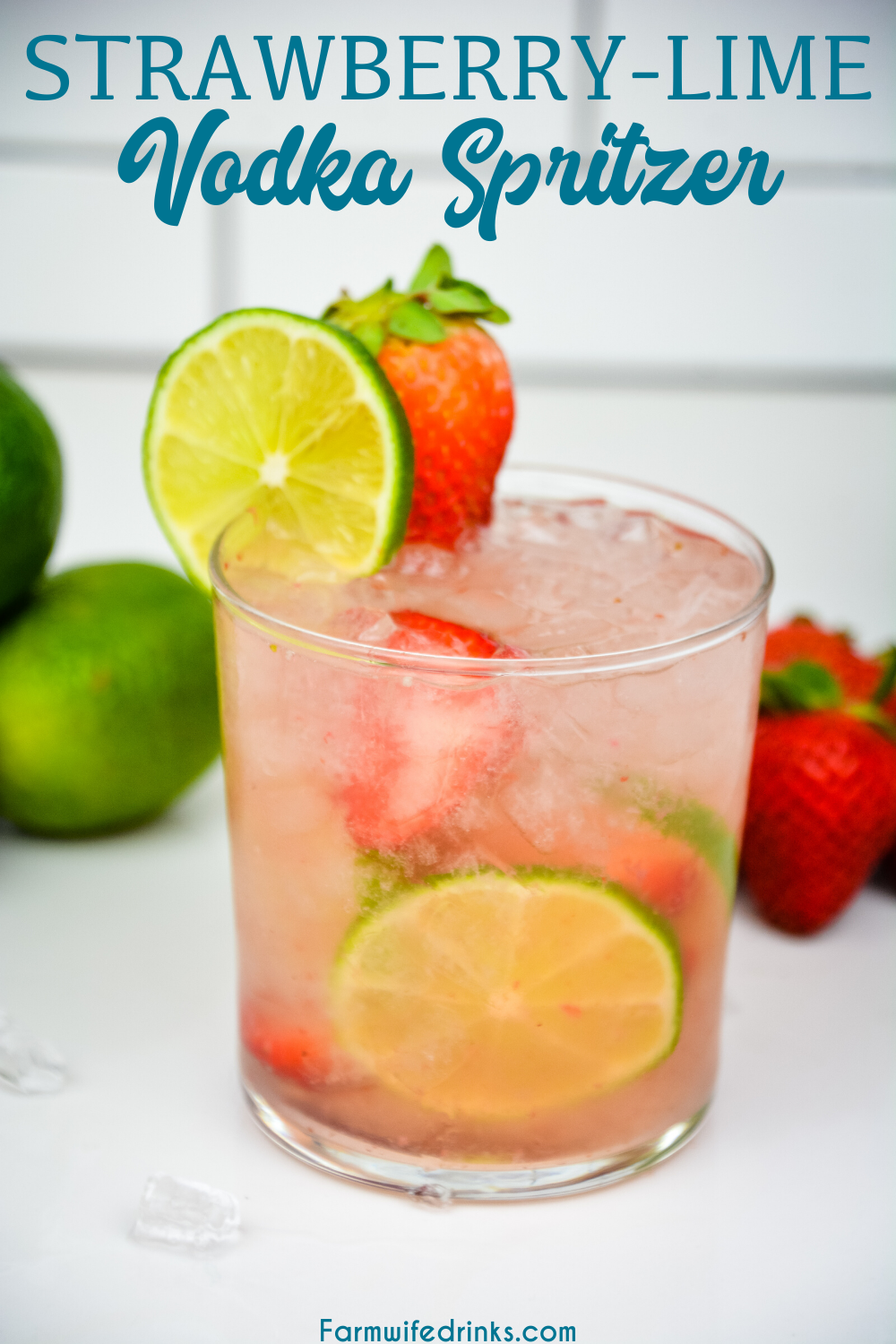 Strawberry Lime Vodka Spritzer is a refreshing cocktail recipe made with fresh fruit, vodka, and soda water for a low-carb cocktail.