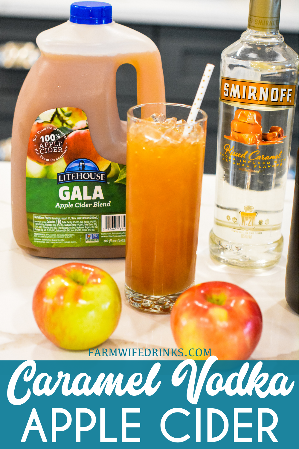 Caramel Apple Cider Cocktail is the perfect fall cocktail that lets you enjoy fresh apple cider with caramel vodka making this caramel vodka apple cider my new favorite cocktail of fall.