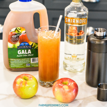 Caramel Apple Cider Cocktail is the perfect fall cocktail that lets you enjoy fresh apple cider with caramel vodka making this caramel vodka apple cider my new favorite cocktail of fall.