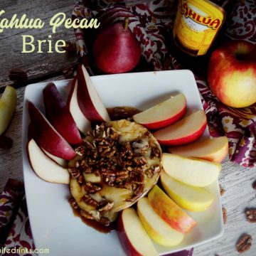 Kahlua Pecan Brie is a simple four-ingredient recipe delivers with this baked Kahlua Pecan Brie. A perfect appetizer or dessert when served with pear and apple slices.