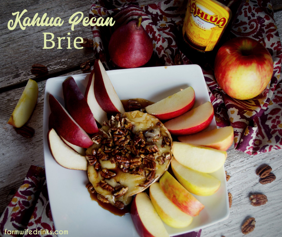 Kahlua Pecan Brie is a simple four-ingredient recipe delivers with this baked Kahlua Pecan Brie. A perfect appetizer or dessert when served with pear and apple slices.