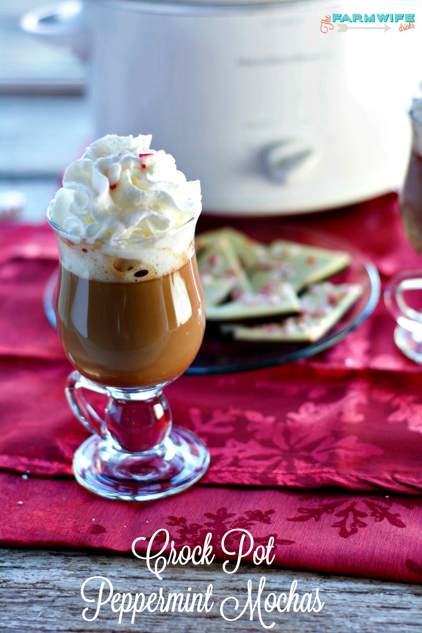 Crock pot Peppermint Mochas are a coffee shop favorite easily made at home in the crockpot.