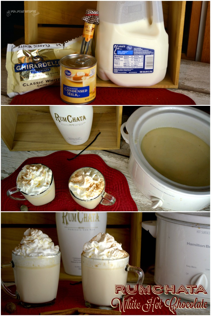 Crock Pot White Hot Chocolate - RumChata White Hot Chocolate - The Farmwife  Drinks