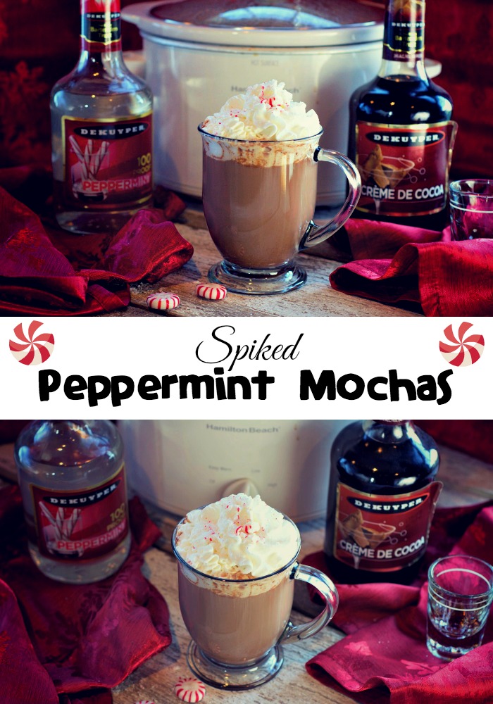 Crock Pot Peppermint Mochas are a coffee shop favorite easily made at home in the crockpot. Add a shot of peppermint schnapps and creme de cocoa to make it a hot cocktail.