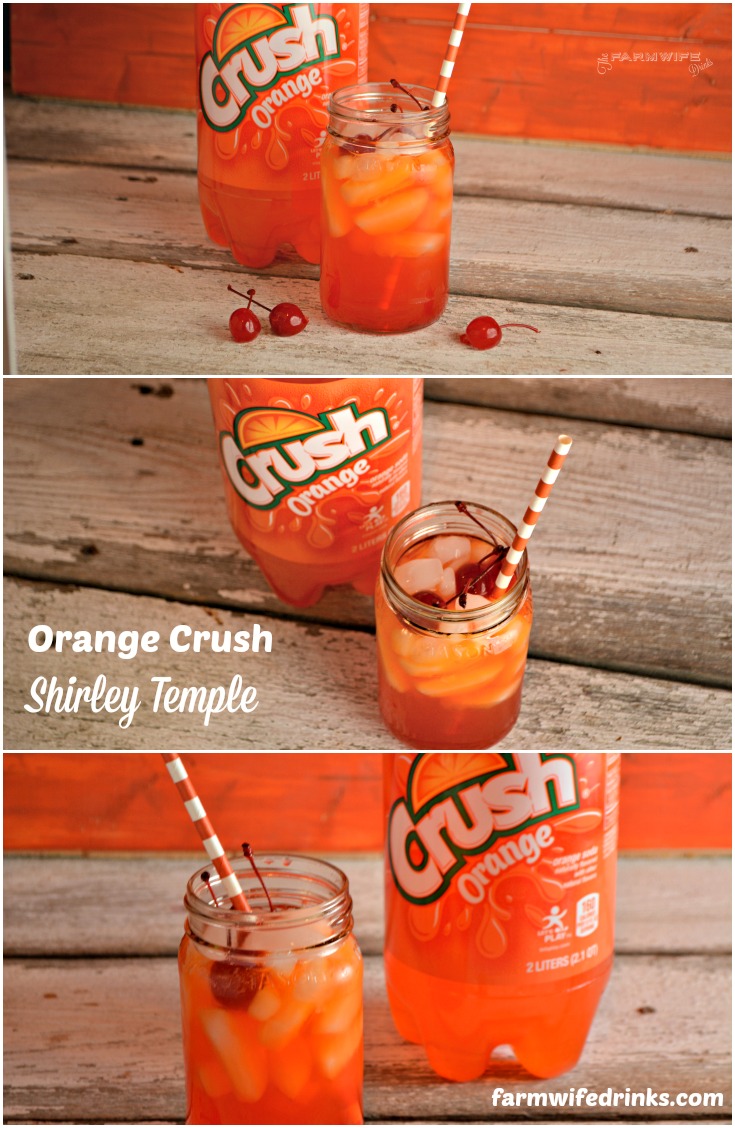 Orange Crush Shirley Temple is a great kid drink, sure to be a hit at any kid party and made simply with orange pop and cherries.