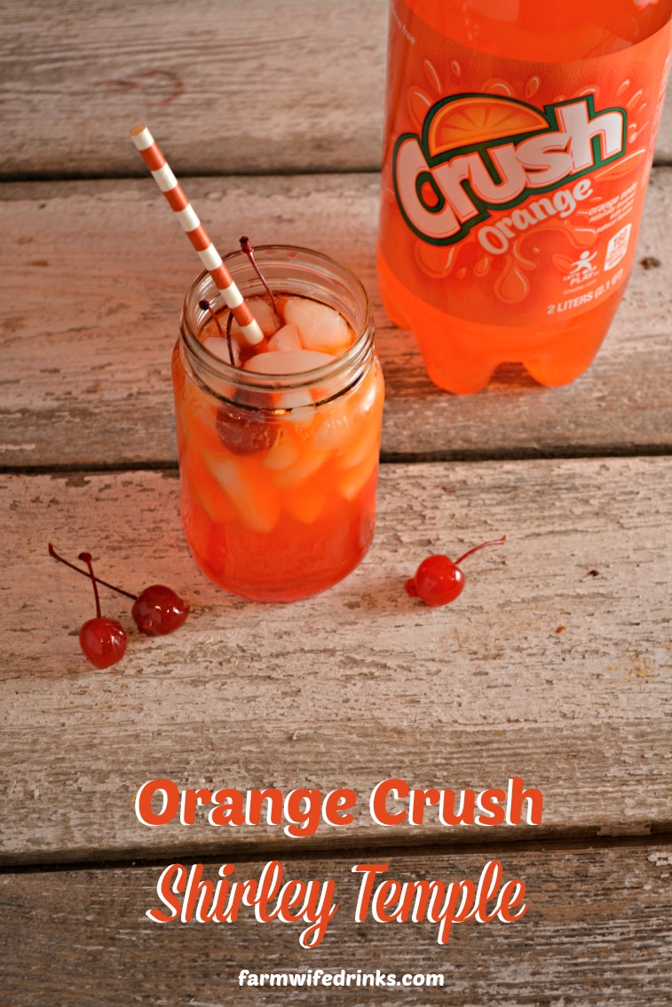 Orange Crush Shirley Temple is a great kid drink, sure to be a hit at any kid party and made simply with orange pop and cherries.