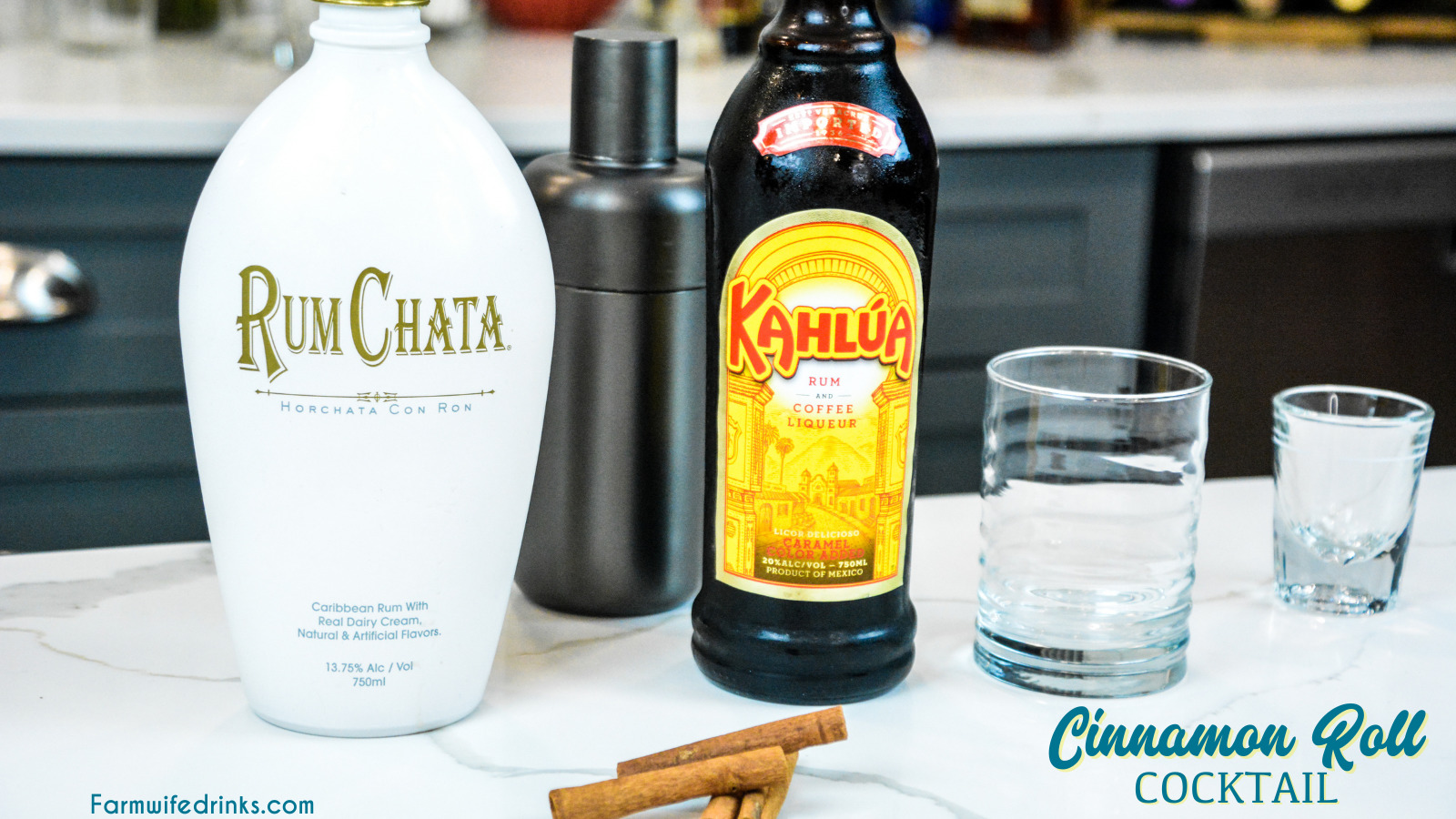Cinnamon Roll Cocktail ingredients - Rumchata and Kahlua