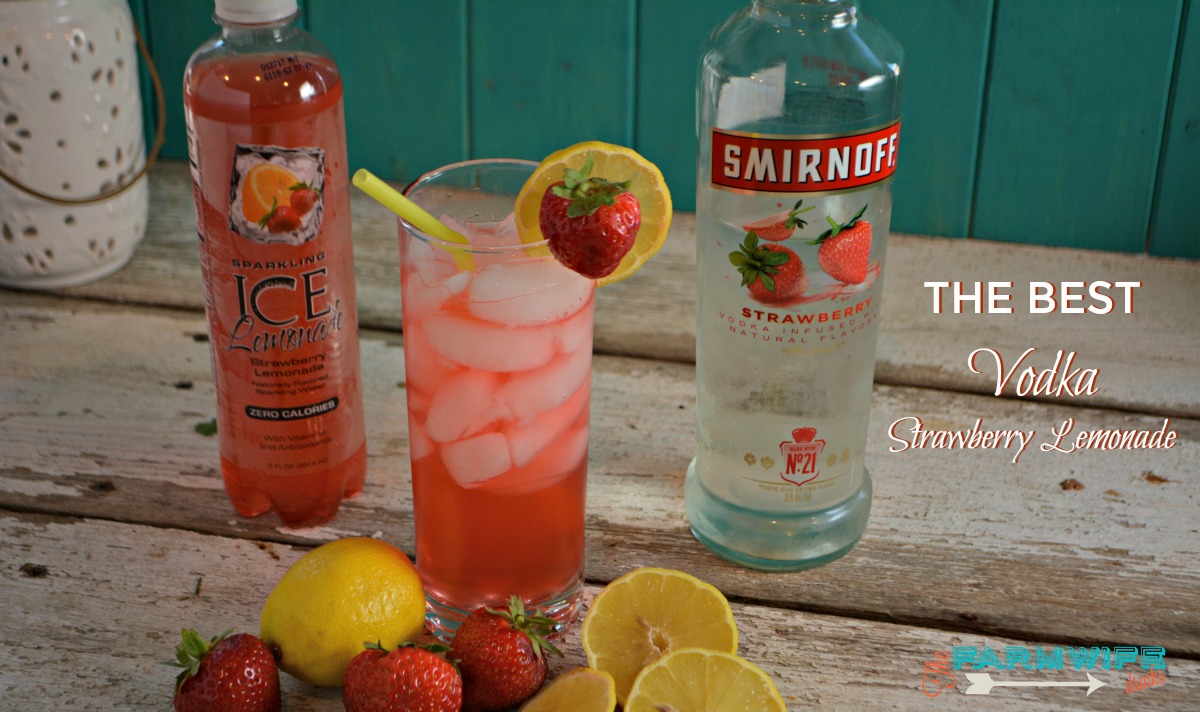 Combining sparkling ice strawberry lemonade with strawberry vodka give you a quick two ingredient cocktail that you can sip on all day long.