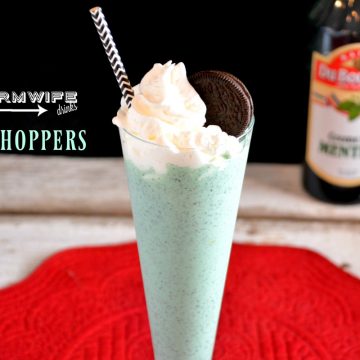 Grasshoppers are a chocolate mint frozen mixed drink that is perfect for a holiday dessert or after dinner drink.