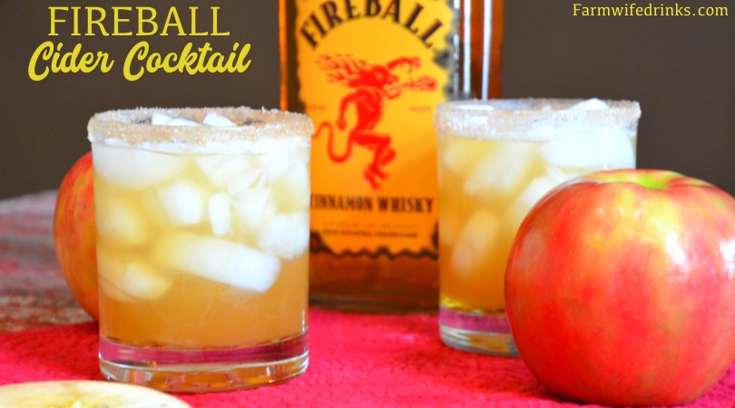 Fireball Cider Cocktail is a simple fall cocktail that can be served on ice or with hot cider with Fireball Whisky to keep you warm around a campfire.