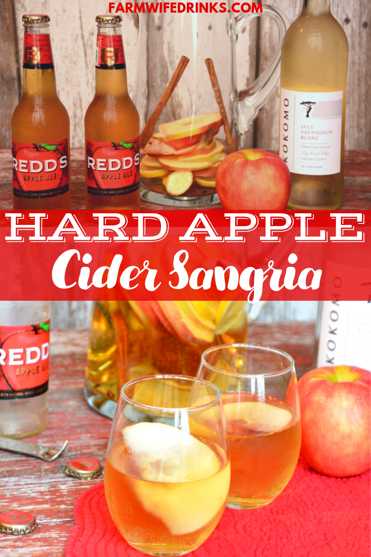 Hard cider sangria combines the crisp apple flavors from hard cider, a dry unoaked white wine, and apples and lemons for a fall flavored pitcher of sangria.