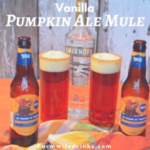 The combination of a pumpkin ale with vanilla vodka in a caramel and cinnamon sugar rim was a brilliant combination for this vanilla pumpkin ale mule.