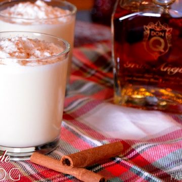 Spiked homemade eggnog is a decadent eggnog recipe made with whipped egg whites, heavy cream, vanilla, and milk that pairs perfectly with spiced rum.