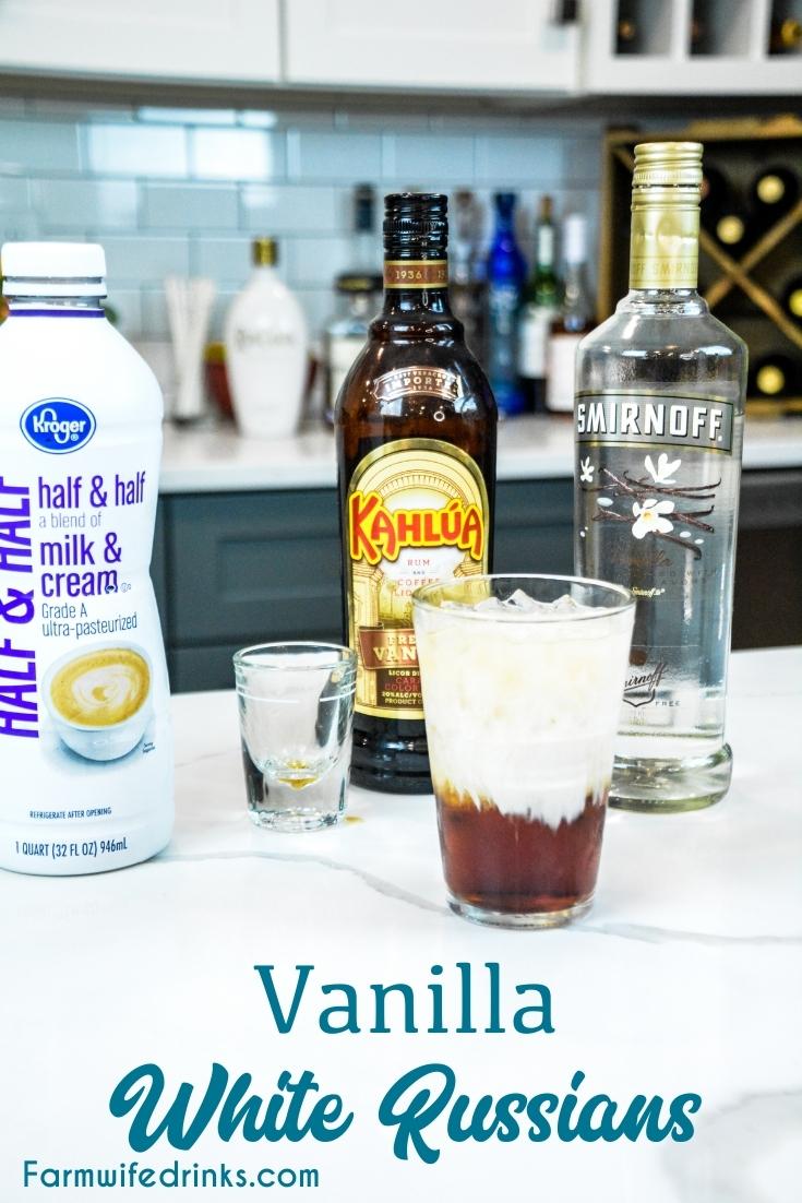 Vanilla White Russian is vanilla vodka and vanilla Kahlua combines together with cream for a perfect after-dinner drink of the morning vanilla latte.