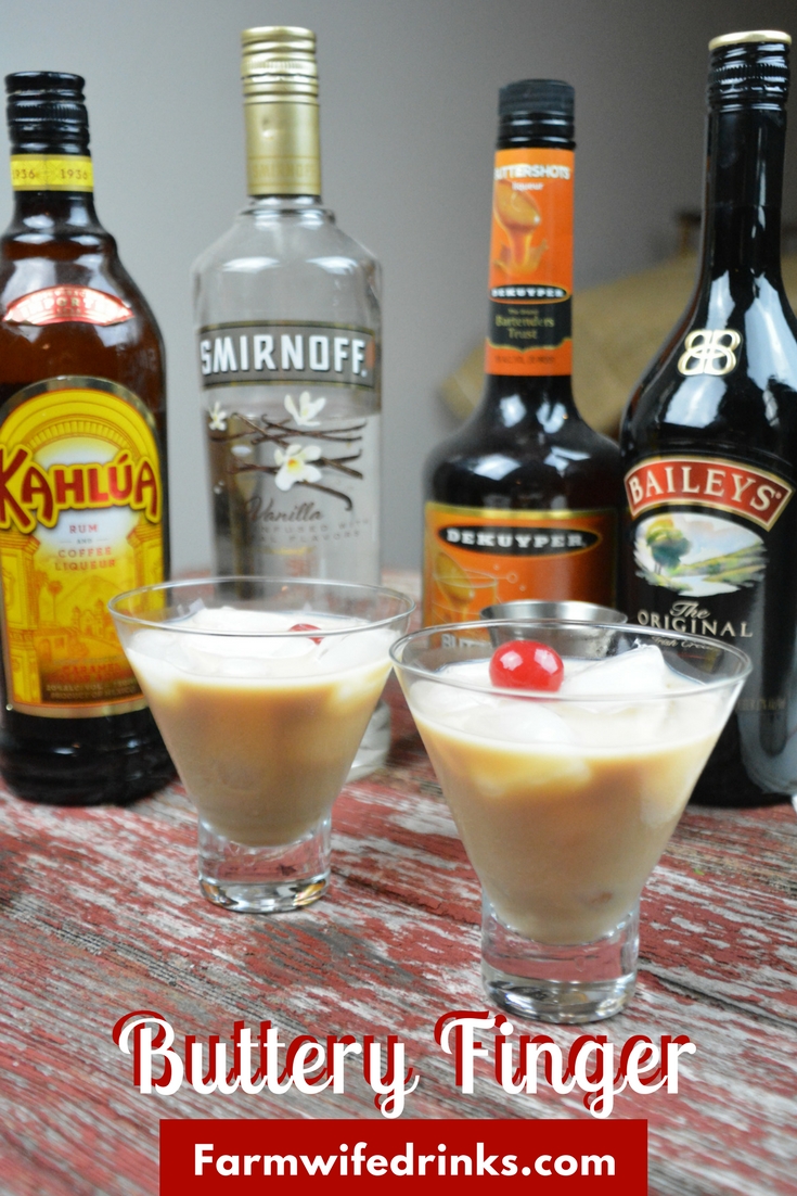 When I made the buttery finger cocktail, I was in instant heaven with the combination of butterscotch schnapps with Baileys, Kahlua, and vodka to make this stout enough for a shot but smooth enough to sip over ice.