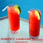 Cherry Limeade slushies are quick and easy icee like drinks made with maraschino cherries, limeade and ice.