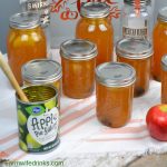 Apple pie moonshine combines apple cider and juice with apple pie filling with cinnamon sticks and vanilla with moonshine and vanilla vodka to create your new favorite fall liquor to drink. #Moonshine #AppleRecipes #ApplePie #Vodka