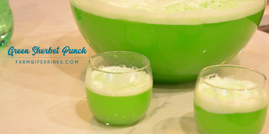 Green sherbet punch is a lime flavored green punch combining lemon-lime Kool-Aid, pineapple juice and sprite with lime sherbet for a fun and flavorful drink.