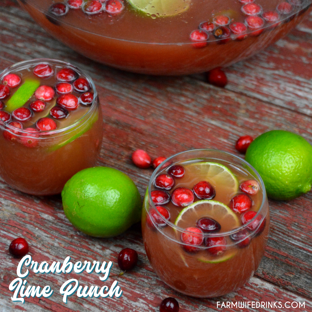 Vodka-Spiked Cranberry Lime Punch is the perfect Christmas punch as it can be kid friendly and have a dose of lime vodka for the adults.