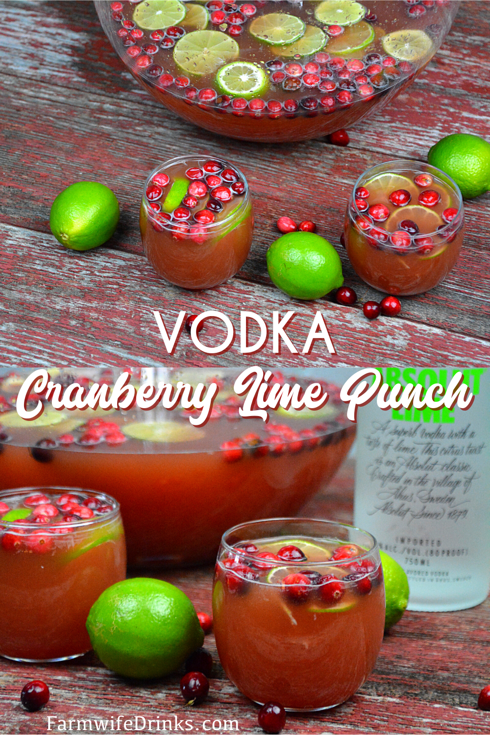 Vodka-Spiked Cranberry Lime Punch is the perfect Christmas punch as it can be kid friendly and have a dose of lime vodka for the adults.