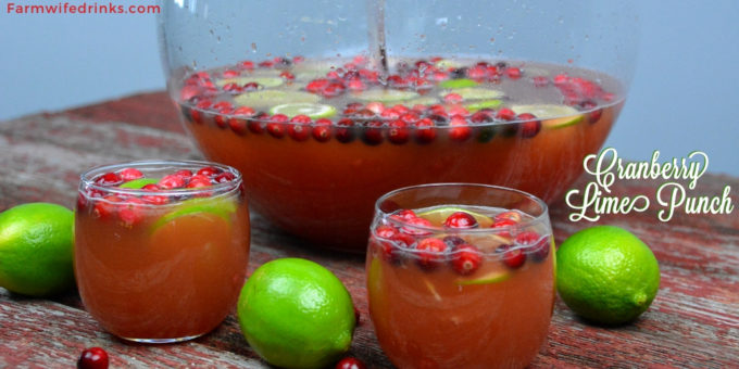 Vodka-Spiked Cranberry Lime Punch is the perfect Christmas punch as it can be kid friendly and have a dose of lime vodka for the adults. #VodkaPunch #Cranberry #Punch