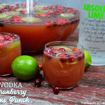 Vodka-Spiked Cranberry Lime Punch is the perfect Christmas punch as it can be kid friendly and have a dose of lime vodka for the adults.