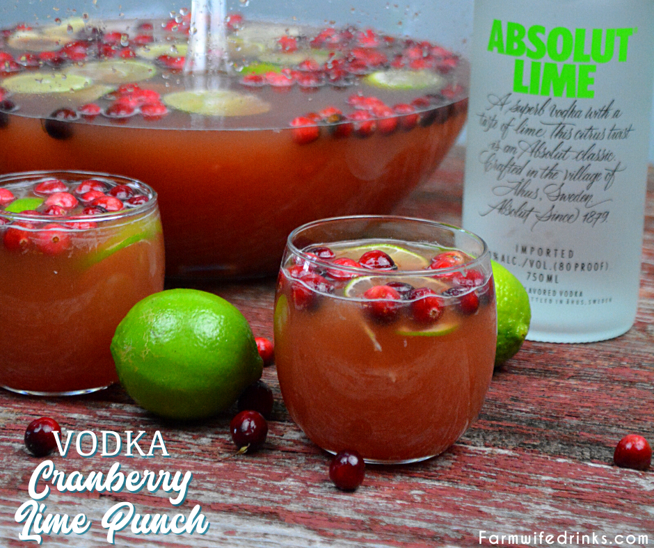 Vodka-Spiked Cranberry Lime Punch is the perfect Christmas punch as it can be kid friendly and have a dose of lime vodka for the adults.
