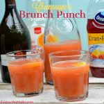 Champagne brunch punch is a combination of cranberry, pineapple, and orange juice topped off with champagne and grenadine while the kid-friendly Christmas punch version substitutes ginger ale for the champagne. #ChampagneBrunch #Brunch #Champagne #Cocktails #KiddieCocktails #Mocktails