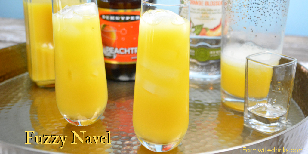Fuzzy Navel combines orange juice with vodka and peach schnapps to create one of the classic cocktails enjoyed at brunch or for an evening out with friends. #Cocktails #FuzzyNavel #Vodka #OrangeJuice #PeachSchnapps #Peach
