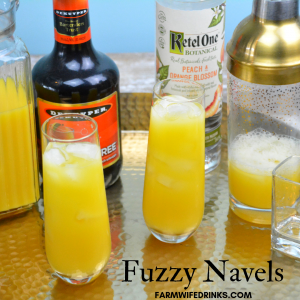 Fuzzy Navel combines orange juice with vodka and peach schnapps to create one of the classic cocktails enjoyed at brunch or for an evening out with friends. #Cocktails #FuzzyNavel #Vodka #OrangeJuice #PeachSchnapps #Peach