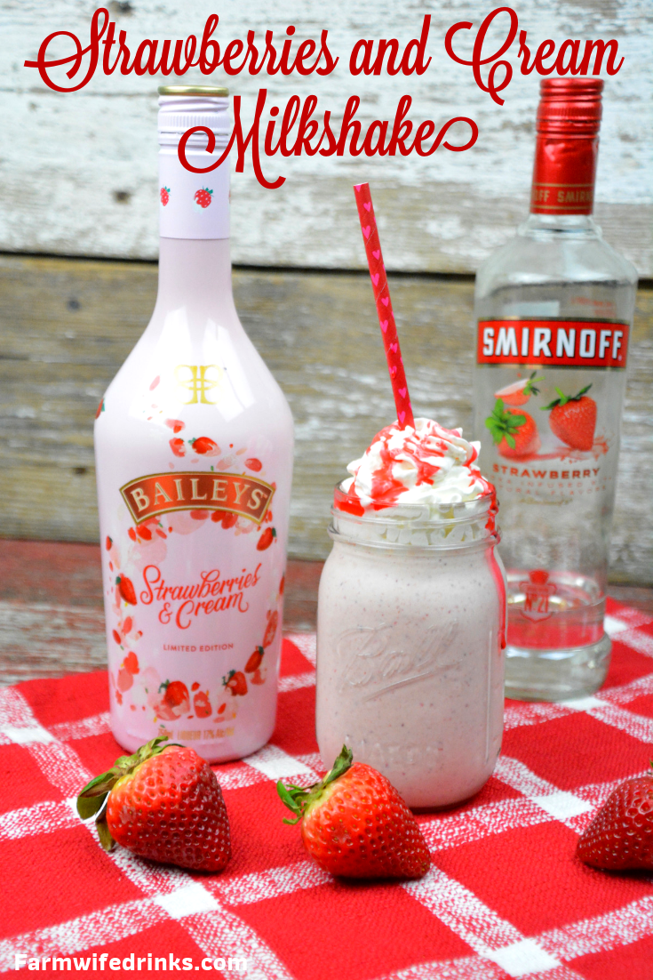 Baileys Strawberries and Cream Milkshake - Strawberry Vodka Milkshake 