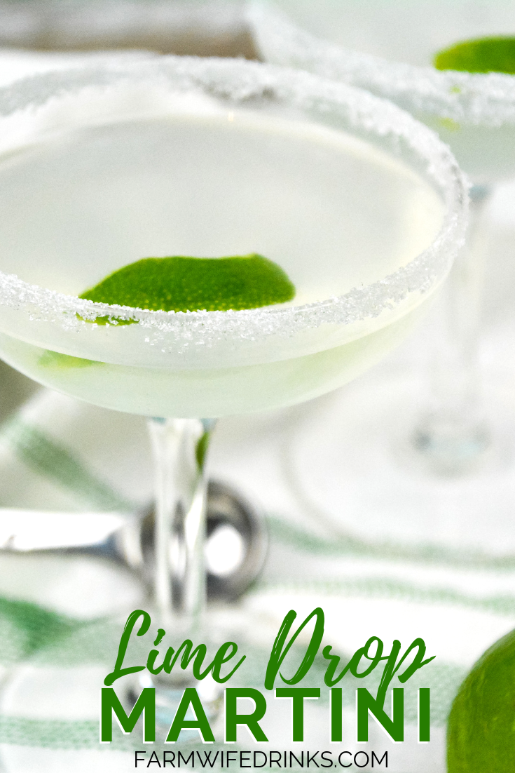 Lime Drop Martini is an easy to make cocktail with the help of some lime simple syrup, lime juice, triple sec and lime vodka. Shaken and poured into a sugar-rimmed glass with a lime twist makes this a refreshing cocktail all year long. #Cocktails #Martini #LimeDrop #Vodka #Drinks