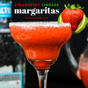 Strawberry Limeade Margaritas combine frozen limeade with fresh strawberries along with tequila and triple sec to make a whole pitcher of margaritas to enjoy. #margaritas #Strawberries #Cocktails