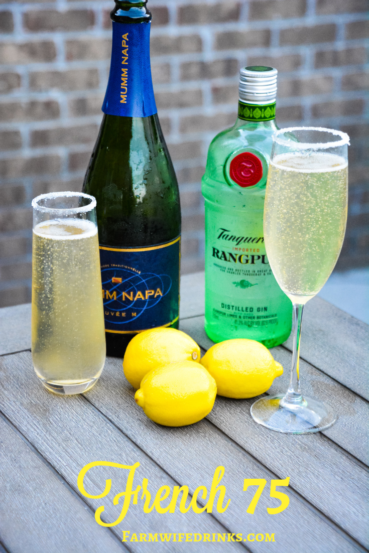 The French 75 is a combination of lemon juice, simple syrup and gin topped off with prosecco. 