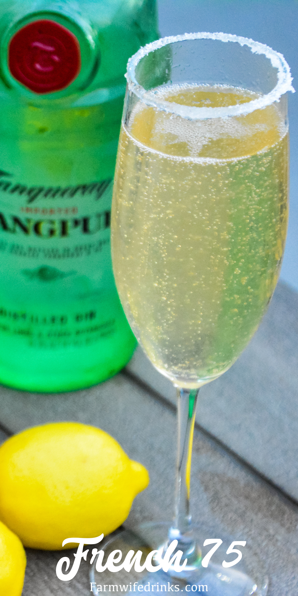 The French 75 is an easy champagne cocktail made with lemon juice, simple syrup, and gin topped off with prosecco or champagne.