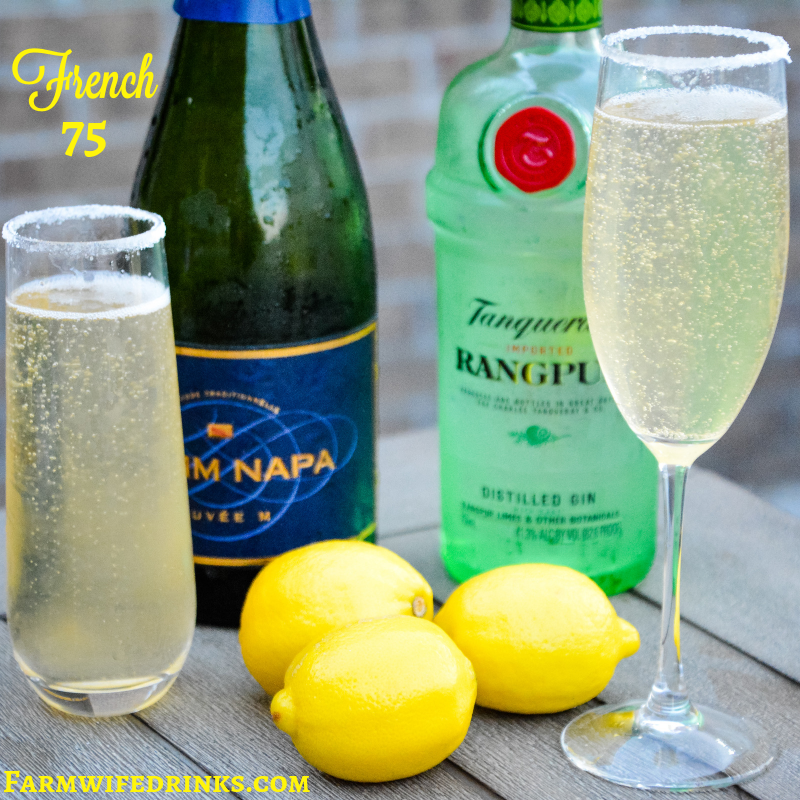 The French 75 is a combination of lemon juice, simple syrup and gin topped off with prosecco. #Prosecco #CocktailRecipe #Cocktails #French75 #Gin