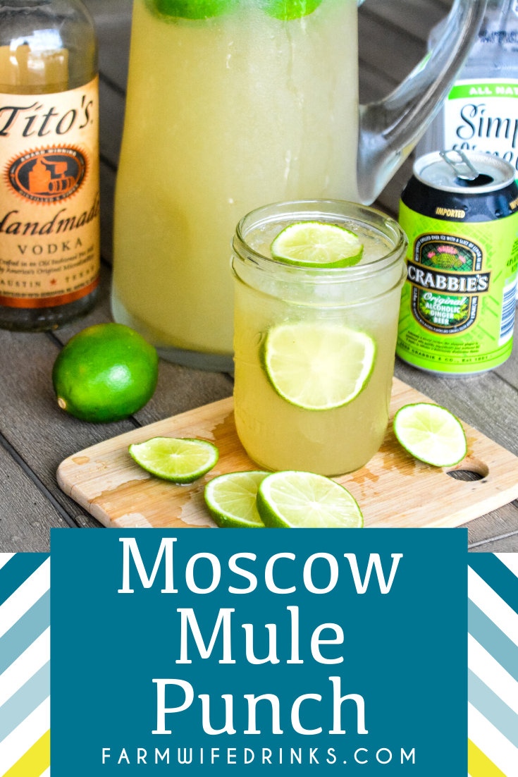 Moscow Mule Punch is the perfect large batch cocktail recipe combining limeade, ginger beer, and vodka great for tailgates, pool parties, and BBQs.