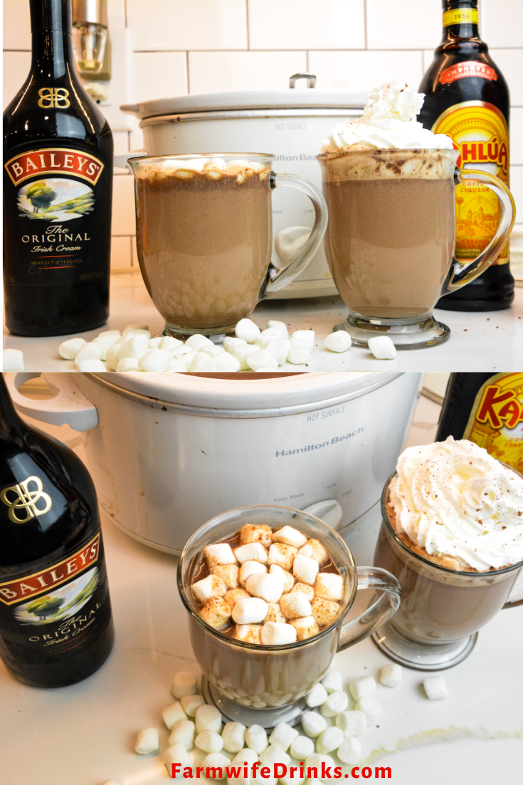 Crock Pot Hot Chocolate is a rich hot chocolate that melts chocolate chips, sweetened condensed milk, heavy cream, and whole milk beautifully together for the most insanely good hot chocolate. Stir in some Kahlua or Baileys for spiked hot cocoa.