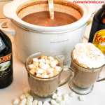 Crock Pot Hot Chocolate is a rich hot chocolate that melts chocolate chips, sweetened condensed milk, heavy cream, and whole milk beautifully together for the most insanely good hot chocolate. Stir in some Kahlua or Baileys for spiked hot cocoa.