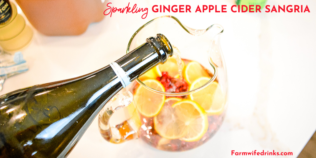 Sparkling ginger apple cider sangria is the rich flavors of apple cider, ginger liqueur, prosecco with hints of lemon and pomegranate for a satisfying fall sangria recipe.