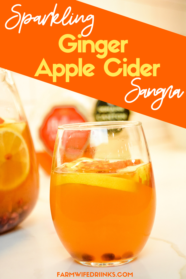 Sparkling ginger apple cider sangria is the rich flavors of apple cider, ginger liqueur, prosecco with hints of lemon and pomegranate for a satisfying fall sangria recipe.