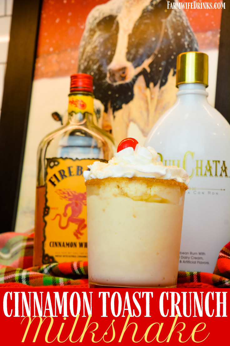 Cinnamon toast crunch milkshake is Fireball whiskey and Rumchata blended together with vanilla ice cream to create a heavy-handed frozen drink.