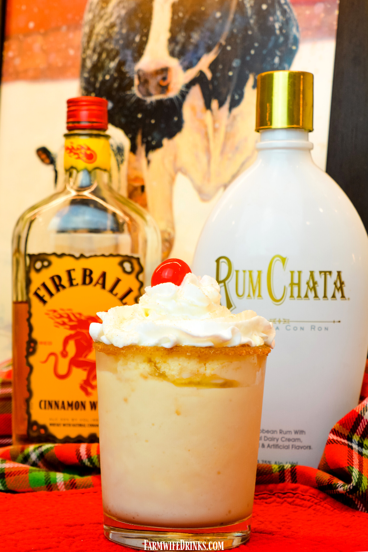 Cinnamon toast crunch milkshake is Fireball whiskey and Rumchata blended together with vanilla ice cream to create a heavy-handed frozen drink.