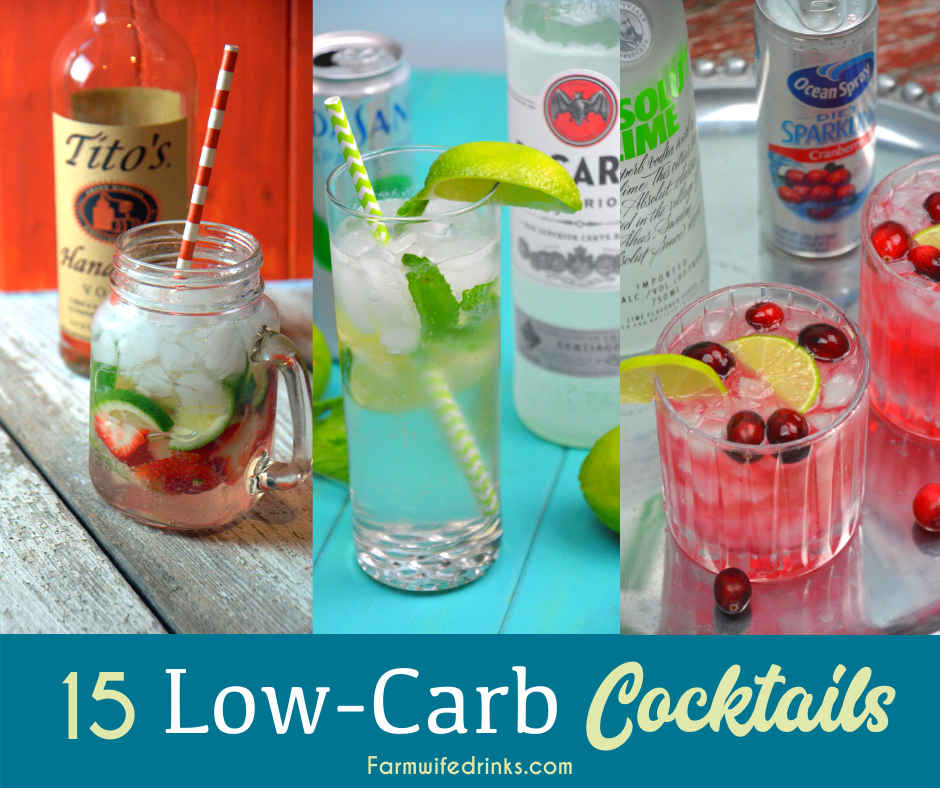 Low-Carb Cocktails can come in all different flavors, but tequila, gin, vodka, and rum will be the lowest carb liquor and can be mixed with zero-calorie mixers like sparkling water, Sparkling ICE, and diet sodas. Here are 15 of my favorite low-carb cocktails.
