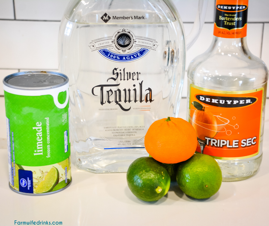 Limeade margaritas are the sweet blend of three easy ingredients to make easy margaritas by the pitcher by mixing together a can of frozen limeade, triple sec, and tequila.