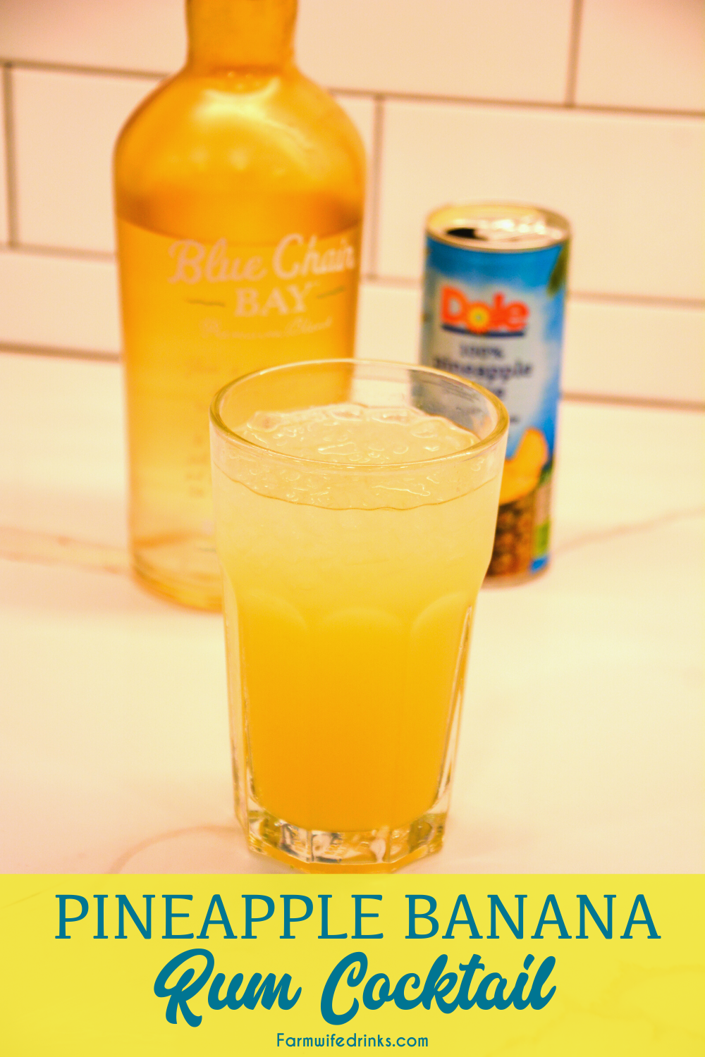 Tropical breeze rum drink is a combination of pineapple juice and banana rum with a splash of lemon-lime soda for the delicious Caribbean pineapple banana rum cocktail.